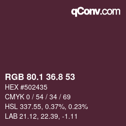 Color code: RGB 80.1 36.8 53 | qconv.com