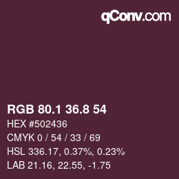 カラーコード: RGB 80.1 36.8 54 | qconv.com