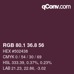 カラーコード: RGB 80.1 36.8 56 | qconv.com