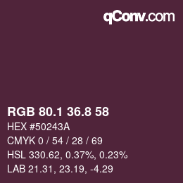 Color code: RGB 80.1 36.8 58 | qconv.com