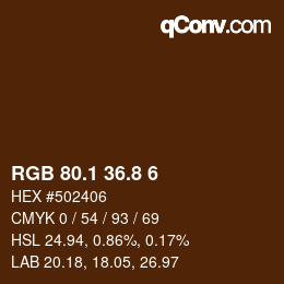 Color code: RGB 80.1 36.8 6 | qconv.com