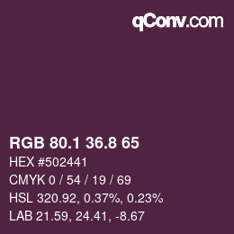 カラーコード: RGB 80.1 36.8 65 | qconv.com