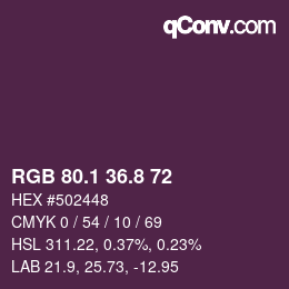 カラーコード: RGB 80.1 36.8 72 | qconv.com