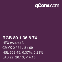 Color code: RGB 80.1 36.8 74 | qconv.com