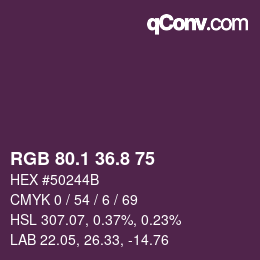 カラーコード: RGB 80.1 36.8 75 | qconv.com