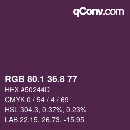 カラーコード: RGB 80.1 36.8 77 | qconv.com