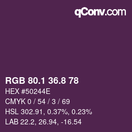 カラーコード: RGB 80.1 36.8 78 | qconv.com