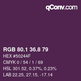 Color code: RGB 80.1 36.8 79 | qconv.com