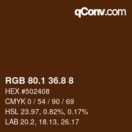 Código de color: RGB 80.1 36.8 8 | qconv.com