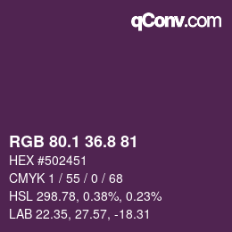 カラーコード: RGB 80.1 36.8 81 | qconv.com