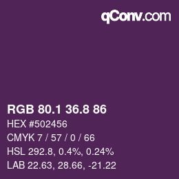 カラーコード: RGB 80.1 36.8 86 | qconv.com