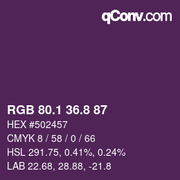 カラーコード: RGB 80.1 36.8 87 | qconv.com