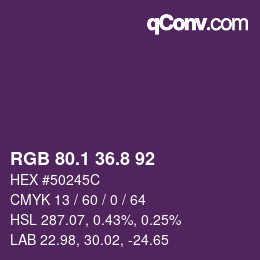 カラーコード: RGB 80.1 36.8 92 | qconv.com
