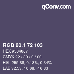 カラーコード: RGB 80.1 72 103 | qconv.com
