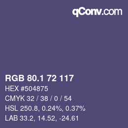 カラーコード: RGB 80.1 72 117 | qconv.com