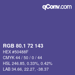 カラーコード: RGB 80.1 72 143 | qconv.com