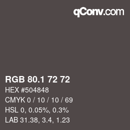 カラーコード: RGB 80.1 72 72 | qconv.com
