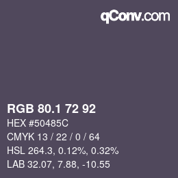 カラーコード: RGB 80.1 72 92 | qconv.com