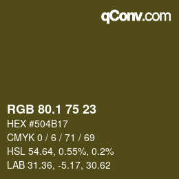 カラーコード: RGB 80.1 75 23 | qconv.com