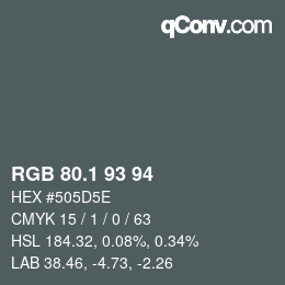 Color code: RGB 80.1 93 94 | qconv.com