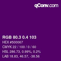 カラーコード: RGB 80.3 0.4 103 | qconv.com