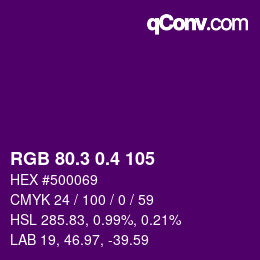 カラーコード: RGB 80.3 0.4 105 | qconv.com
