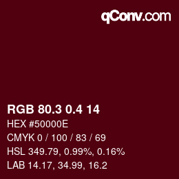 カラーコード: RGB 80.3 0.4 14 | qconv.com
