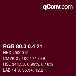 カラーコード: RGB 80.3 0.4 21 | qconv.com