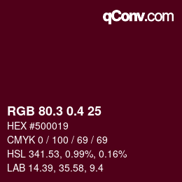 カラーコード: RGB 80.3 0.4 25 | qconv.com