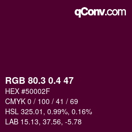 カラーコード: RGB 80.3 0.4 47 | qconv.com