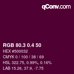 カラーコード: RGB 80.3 0.4 50 | qconv.com
