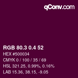 カラーコード: RGB 80.3 0.4 52 | qconv.com