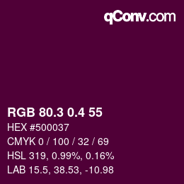 カラーコード: RGB 80.3 0.4 55 | qconv.com