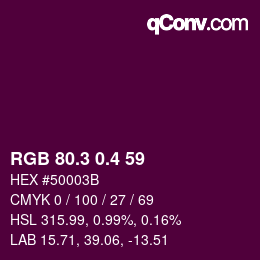 カラーコード: RGB 80.3 0.4 59 | qconv.com