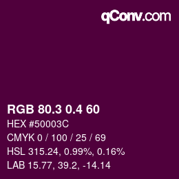 カラーコード: RGB 80.3 0.4 60 | qconv.com