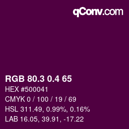 カラーコード: RGB 80.3 0.4 65 | qconv.com