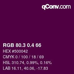 カラーコード: RGB 80.3 0.4 66 | qconv.com