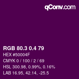 カラーコード: RGB 80.3 0.4 79 | qconv.com