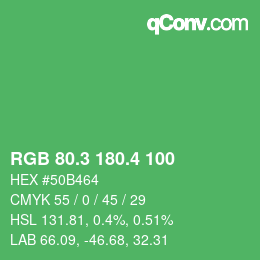 カラーコード: RGB 80.3 180.4 100 | qconv.com