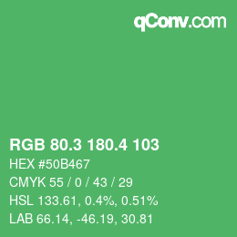 カラーコード: RGB 80.3 180.4 103 | qconv.com