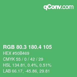 カラーコード: RGB 80.3 180.4 105 | qconv.com