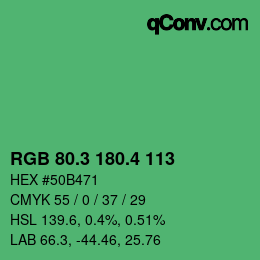 カラーコード: RGB 80.3 180.4 113 | qconv.com
