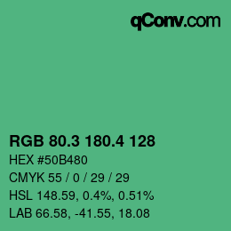 カラーコード: RGB 80.3 180.4 128 | qconv.com