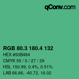カラーコード: RGB 80.3 180.4 132 | qconv.com