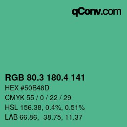 カラーコード: RGB 80.3 180.4 141 | qconv.com