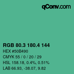 カラーコード: RGB 80.3 180.4 144 | qconv.com