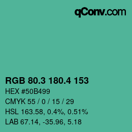 カラーコード: RGB 80.3 180.4 153 | qconv.com