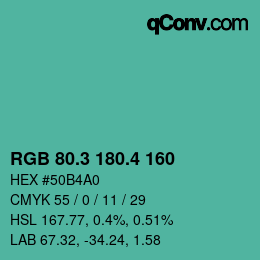 カラーコード: RGB 80.3 180.4 160 | qconv.com