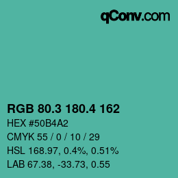 カラーコード: RGB 80.3 180.4 162 | qconv.com