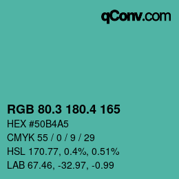 カラーコード: RGB 80.3 180.4 165 | qconv.com